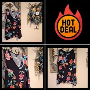 Jules & Leopold Asymmetrical Black and Red Tank Top Size XL